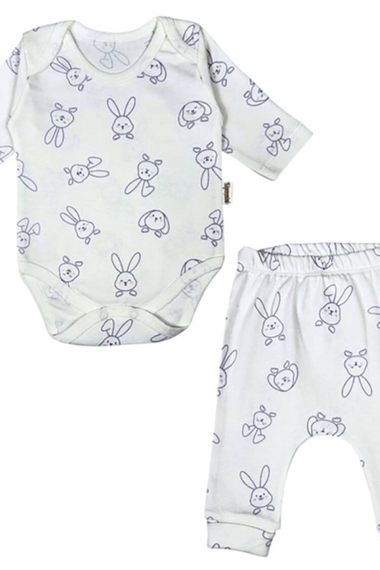 Baby Sets - B1 - Tavşan Desenli Kız Bebe Takım - Brand: SÜPERMİNİ - Women & Kids, Baby Clothes Wholesale - Globality Store