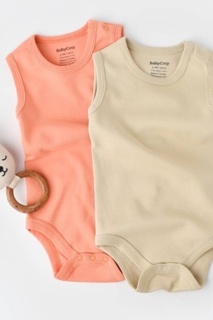 Newborn - Toptan %100 Organik Pamuk Bebek 2'li Body 3-24M Baby Cosy 2022-CSY3019 - Brand: BabyCosy - Women & Kids, Baby Clothes Wholesale - Globality Store
