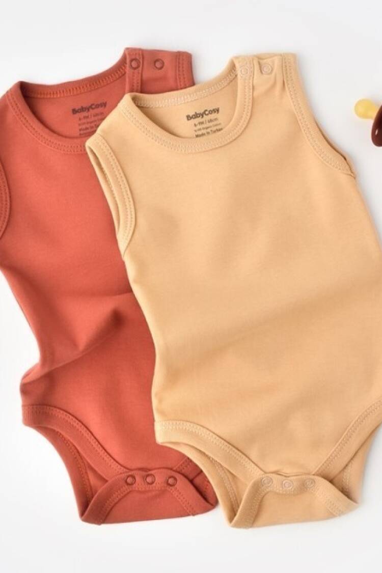 Newborn - Toptan %100 Organik Pamuk Bebek 2'li Body Baby Cosy 2022-CSY3020 - Brand: BabyCosy - Women & Kids, Baby Clothes Wholesale - Globality Store