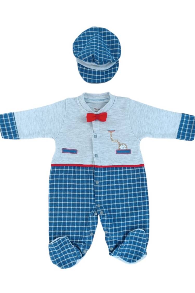 Baby Rompers and Overalls - Toptan Bebek 2'li Patikli Tulum ve Şapka Takım 0-6M 1074-25255 - Brand: Tomuycuk - Women & Kids, Baby Clothes Wholesale - Globality Store
