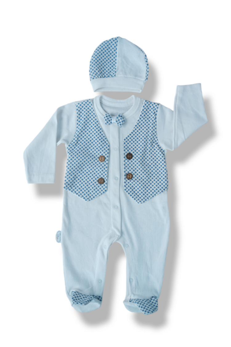 Baby Rompers and Overalls - Toptan Bebek 2'li Tulum ve Şapka Takım 0-9M 1074-25299 - Brand: Tomuycuk - Women & Kids, Baby Clothes Wholesale - Globality Store