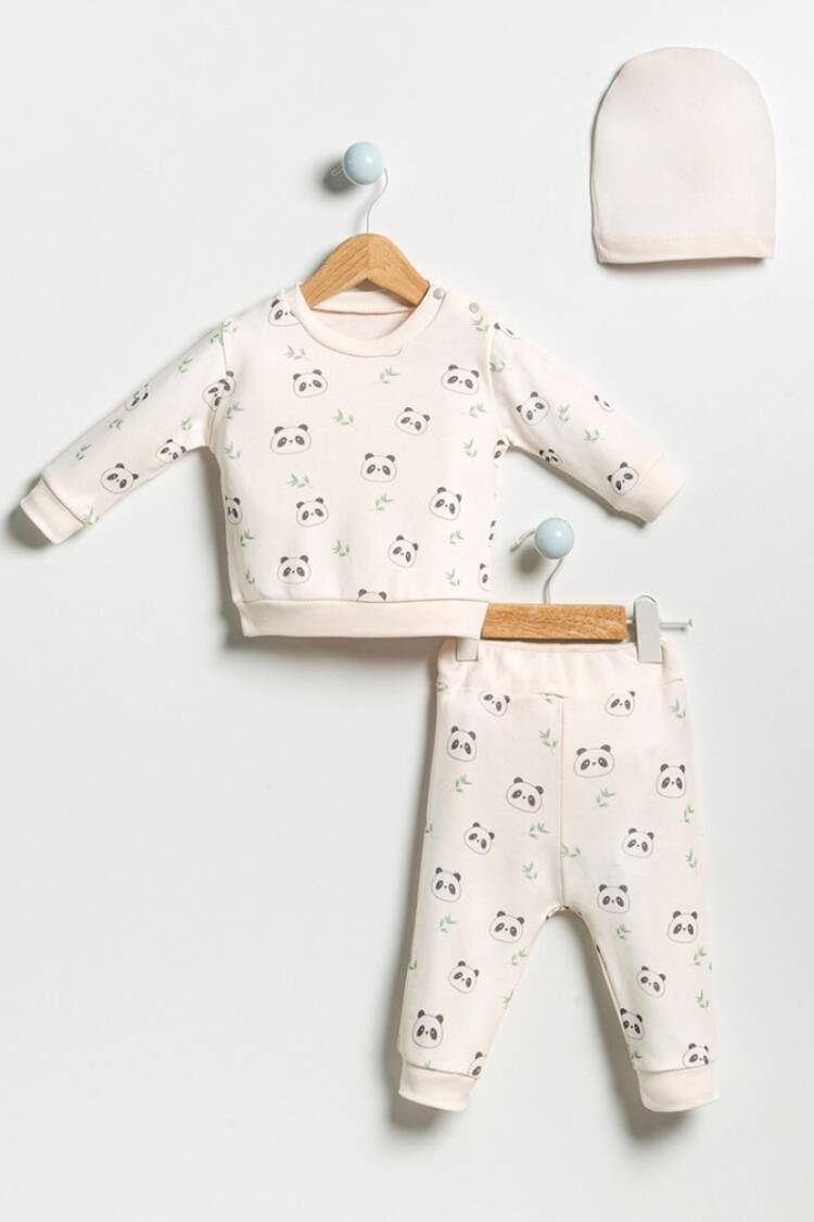Baby Sets - Toptan Bebek 3'lü Badi, Şapka Ve Pantolon Takım 3-18M 2040-7024 - Brand: Bubbles - Women & Kids, Baby Clothes Wholesale - Globality Store