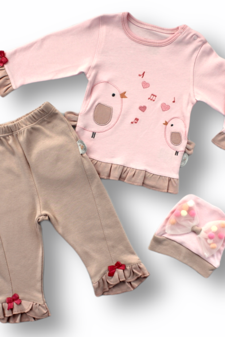 Baby Sets - Toptan Bebek 3'lü Sweatshirt Pantalon ve Şapka Takım 6-18M 1074-75436 - Brand: Tomuycuk - Women & Kids, Baby Clothes Wholesale - Globality Store