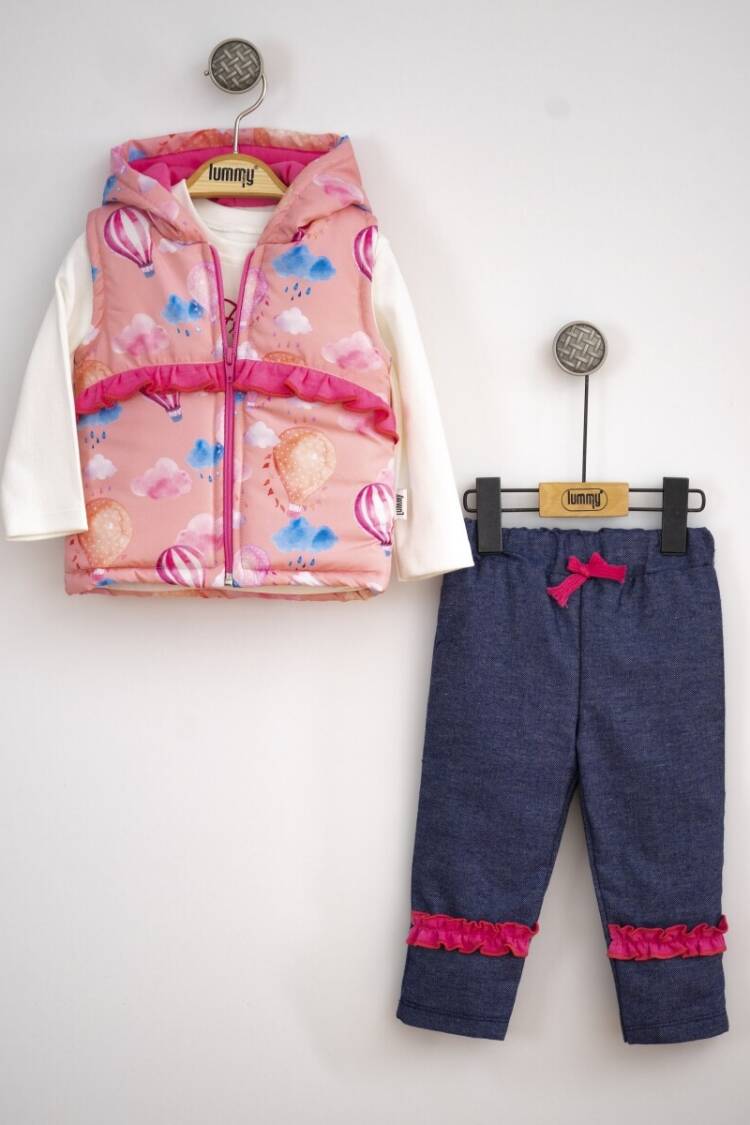Baby Sets - Toptan Bebek 3'lü Yelek Pantolon ve Uzun Kollu Tişört Takım 6-18M Bebek Takımı 2010-9078 - Brand: Lummy Baby - Women & Kids, Baby Clothes Wholesale - Globality Store