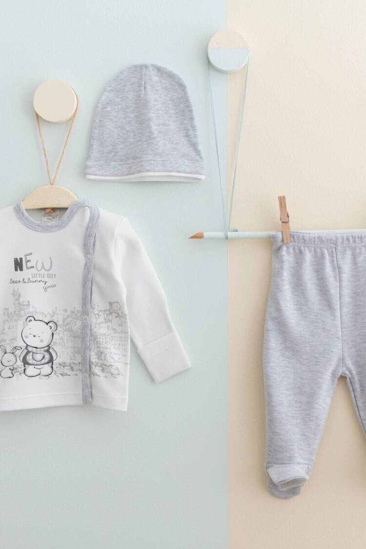 Newborn - Toptan Bebek 3'lü Yenidoğan Takım 0-3M 2043-0033 - Brand: Gümüş Baby - Women & Kids, Baby Clothes Wholesale - Globality Store