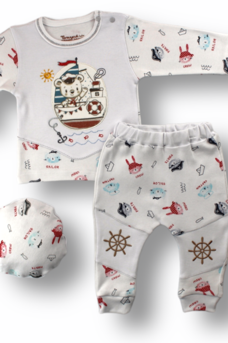 Baby Sets - Toptan Bebek 3'lü Yenidoğan Takım 3-12M 1074-75470 - Brand: Tomuycuk - Women & Kids, Baby Clothes Wholesale - Globality Store