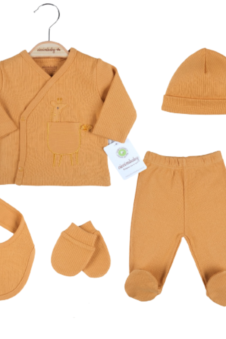Newborn - Toptan Bebek 5'li Zıbın Takım 0-3M 1043-4781 - Brand: Ciccimbaby - Women & Kids, Baby Clothes Wholesale - Globality Store