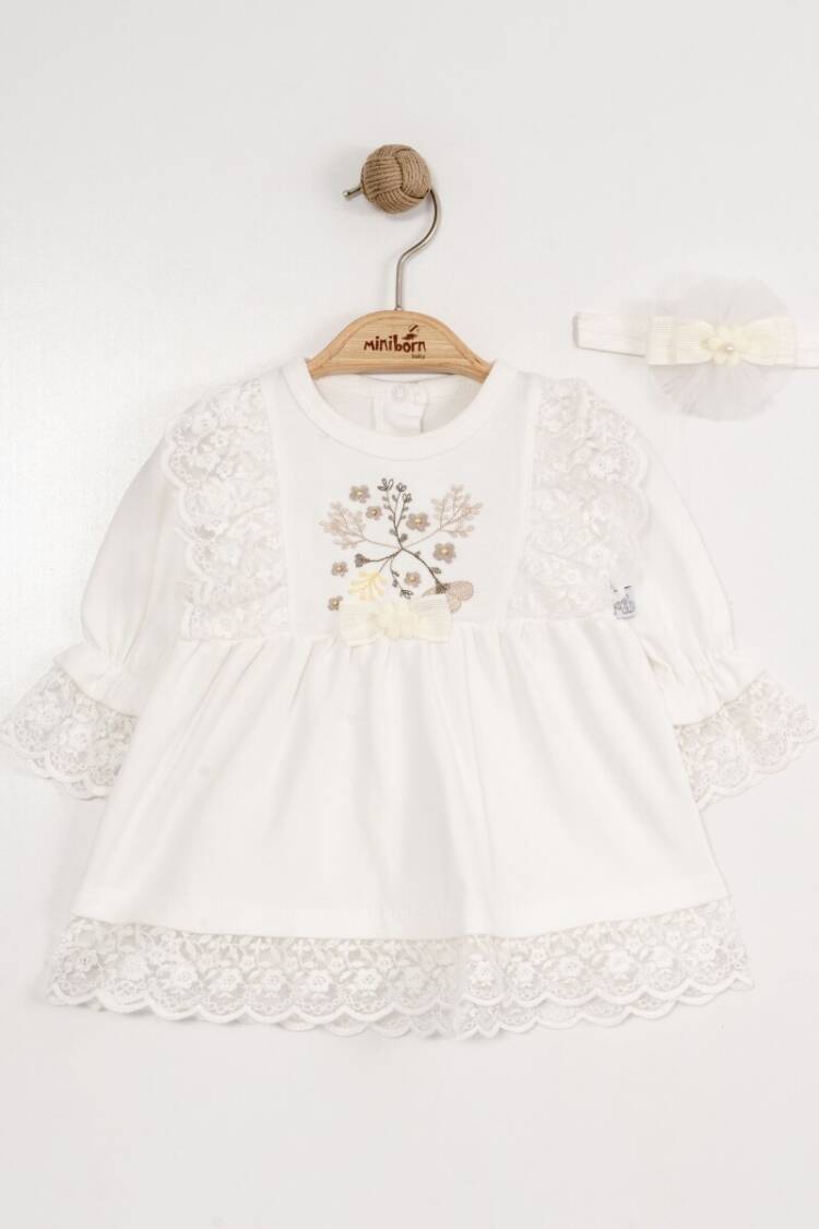Baby Dress - Toptan Bebek Elbise ve Saç Bandanası Takım 0-12M 2019-3379 - Brand: Miniborn - Women & Kids, Baby Clothes Wholesale - Globality Store