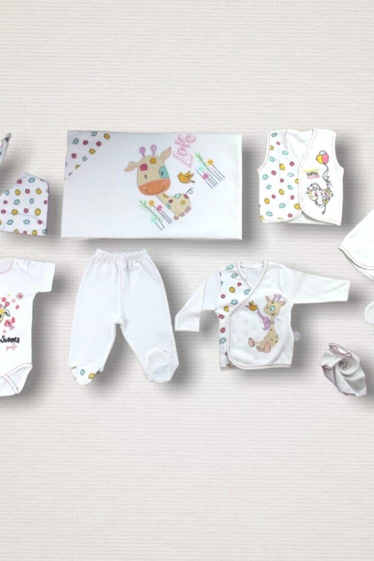 Baby Sets - Toptan Bebek Zürafalı 10'lu Yeni doğan Takım 0-3M 1074-15280 - Brand: Tomuycuk - Women & Kids, Baby Clothes Wholesale - Globality Store
