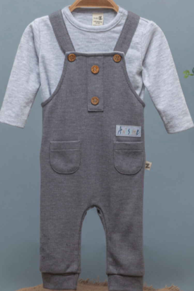 Baby Sets - Toptan Erkek Bebek 2'li Tulum ve Uzun Kollu Tişört Takım 3-12M 1097-4221 - Brand: BabyZ - Women & Kids, Baby Clothes Wholesale - Globality Store