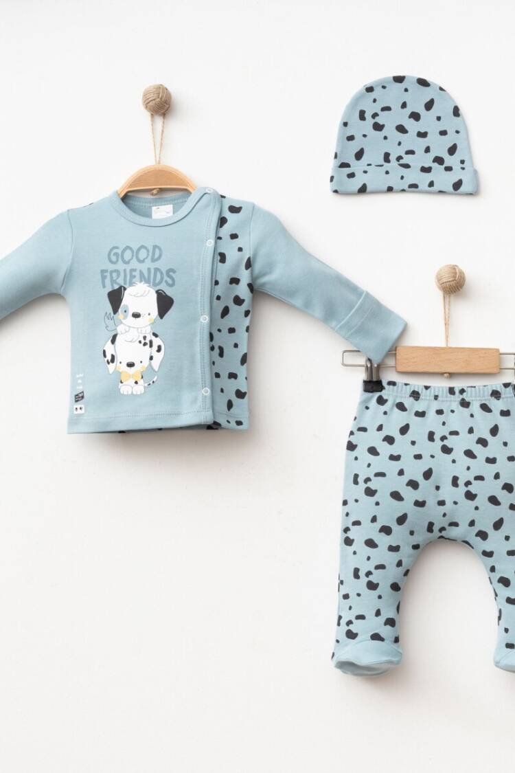 Newborn - Toptan Erkek Bebek 3'lü Yenidoğan Takımı 0-3M 2043-005005 - Brand: Gümüş Baby - Women & Kids, Baby Clothes Wholesale - Globality Store
