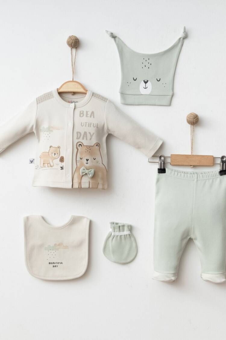 Newborn - Toptan Erkek Bebek 5'li Yenidoğan Takım 0-3 M 2042-003015 - Brand: Vina Baby - Women & Kids, Baby Clothes Wholesale - Globality Store