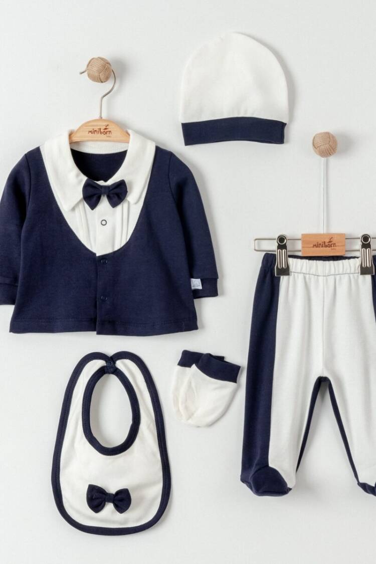 Baby Sets - Toptan Erkek Bebek 5'li Yenidoğan Takım 0-6M 2019-5157 - Brand: Miniborn - Women & Kids, Baby Clothes Wholesale - Globality Store