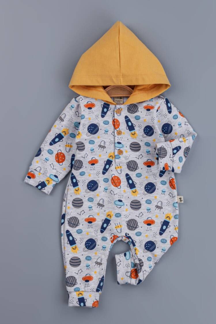 Baby Rompers and Overalls - Toptan Erkek Bebek Kapşonlu Tulum 3-12M 1097-4340 - Brand: BabyZ - Women & Kids, Baby Clothes Wholesale - Globality Store