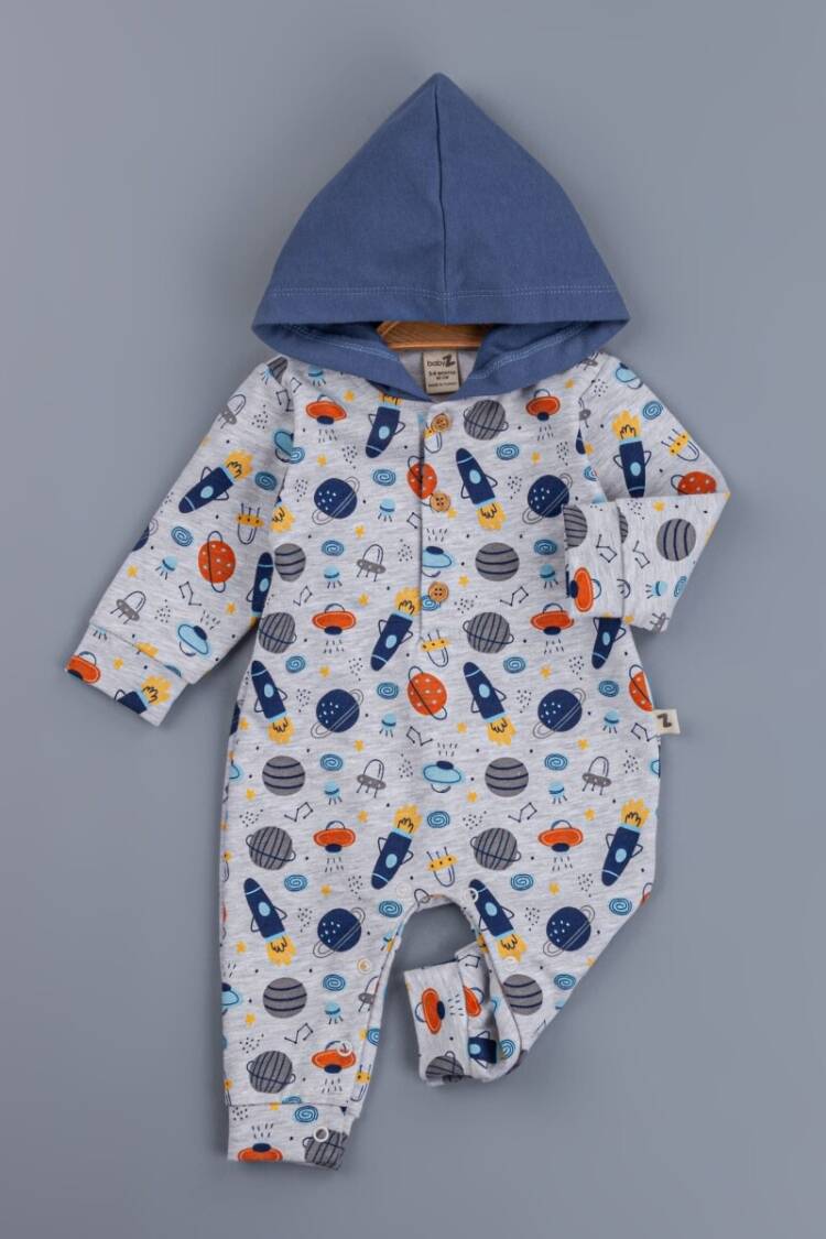 Baby Rompers and Overalls - Toptan Erkek Bebek Kapşonlu Tulum 3-12M 1097-4340 - Brand: BabyZ - Women & Kids, Baby Clothes Wholesale - Globality Store