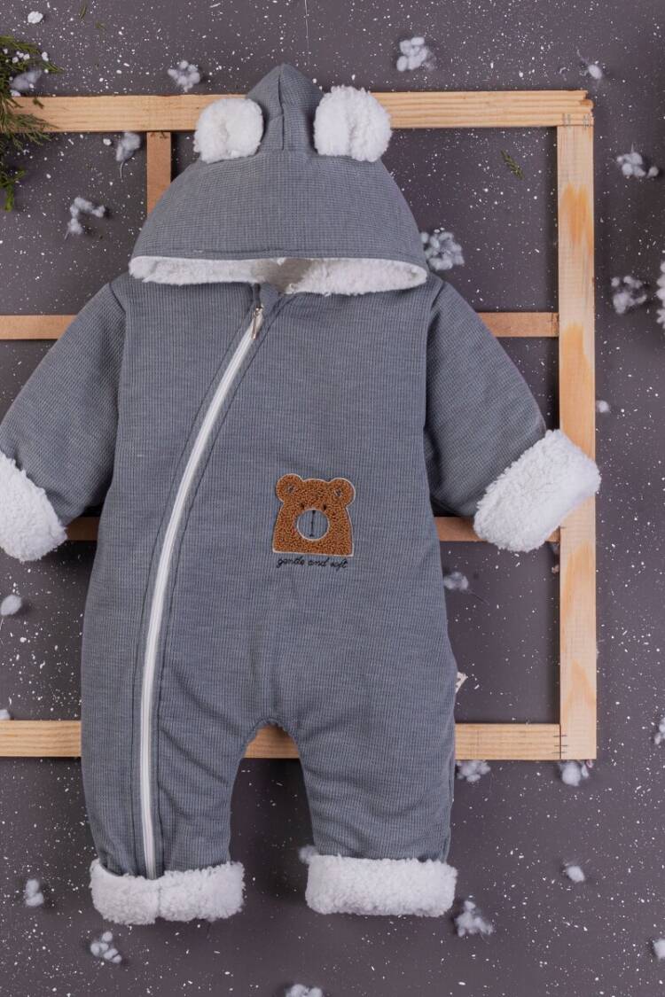 Baby Rompers and Overalls - Toptan Erkek Bebek Kapşonlu Tulum 3-12M 1097-4351 - Brand: BabyZ - Women & Kids, Baby Clothes Wholesale - Globality Store