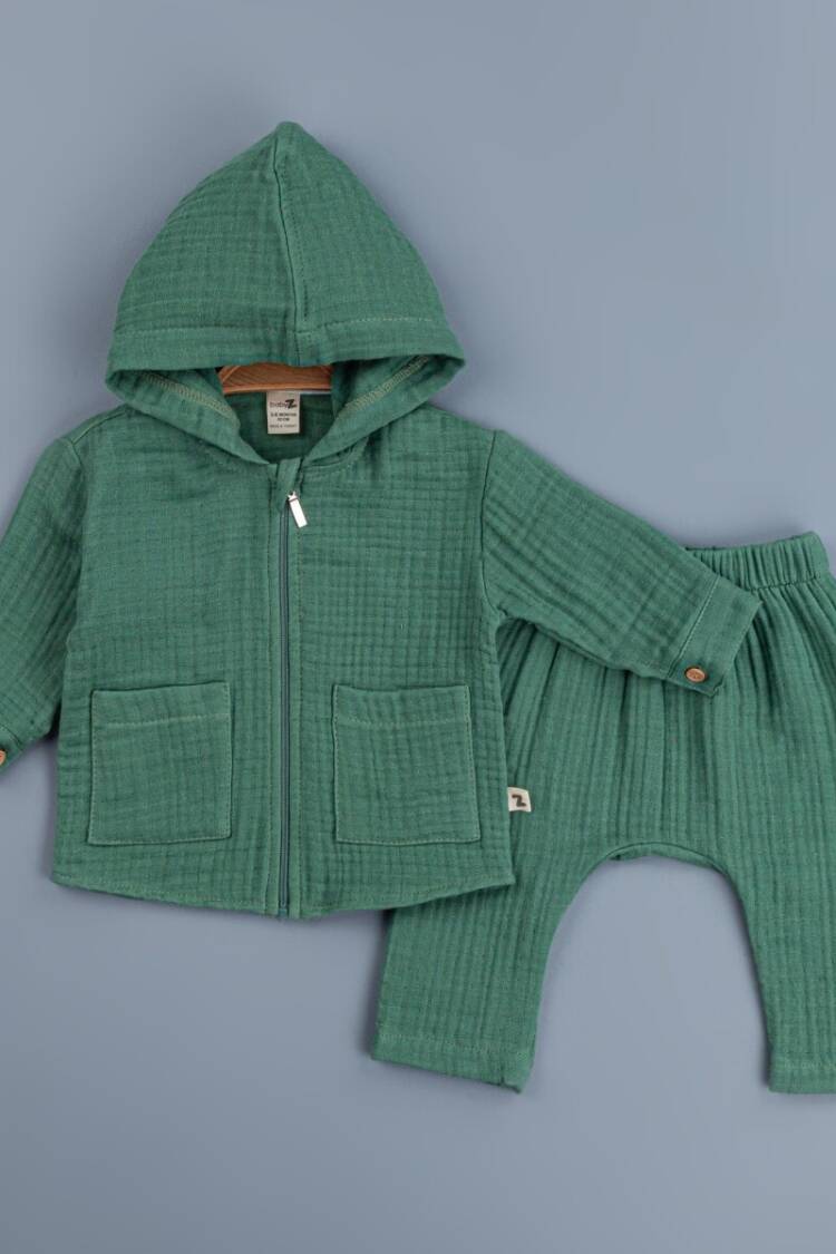 Baby Sets - Toptan Erkek Bebek Kapüşonlu Müslin Hırkalı 2'li Takım 6-24M 1097-4734 - Brand: BabyZ - Women & Kids, Baby Clothes Wholesale - Globality Store