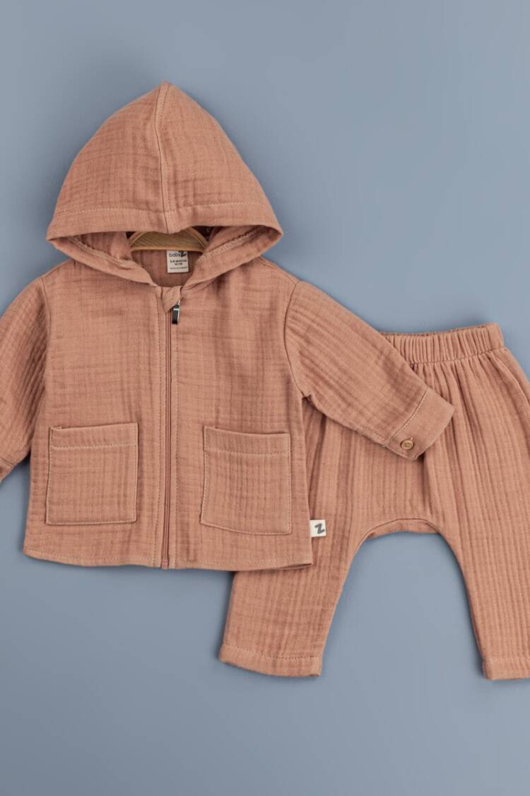 Baby Sets - Toptan Erkek Bebek Kapüşonlu Müslin Hırkalı 2'li Takım 6-24M 1097-4734 - Brand: BabyZ - Women & Kids, Baby Clothes Wholesale - Globality Store