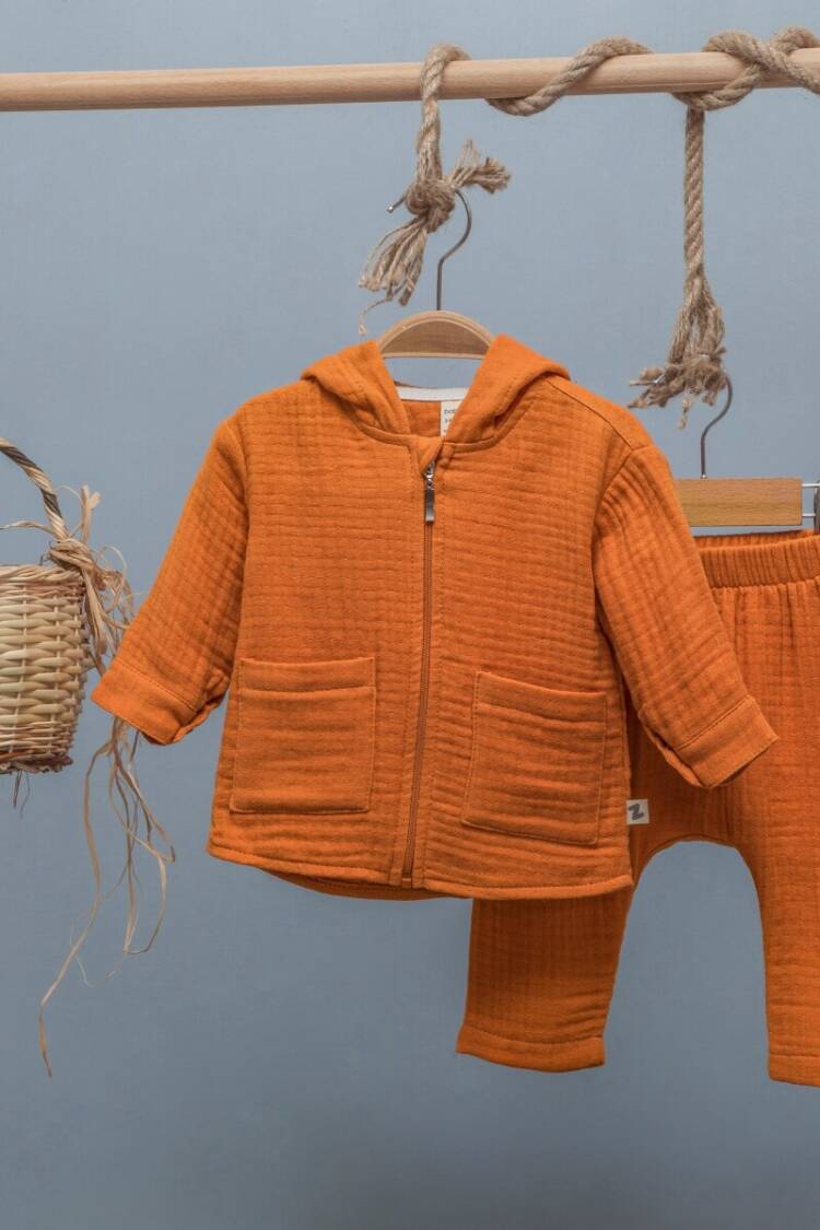 Baby Sets - Toptan Erkek Bebek Kapüşonlu Müslin Hırkalı 2'li Takım 6-24M 1097-4734 - Brand: BabyZ - Women & Kids, Baby Clothes Wholesale - Globality Store