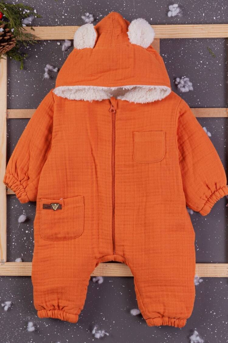Baby Rompers and Overalls - Toptan Erkek Bebek Muslin Kapüşonlu Tulum 3-12M 1097-4363 - Brand: BabyZ - Women & Kids, Baby Clothes Wholesale - Globality Store