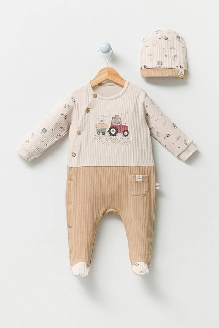 Baby Rompers and Overalls - Toptan Erkek Bebek Şapkalı Tulum 0-9M 2040-3011 - Brand: Bubbles - Women & Kids, Baby Clothes Wholesale - Globality Store