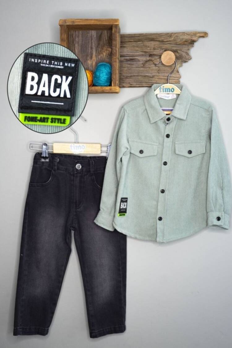 Boy's Shirt - Toptan Erkek Çocuk 2'li Gömlek ve Kot Pantolon Takım 2-5Y 1018-T3EDT204237332 - Brand: Timo - Women & Kids, Baby Clothes Wholesale - Globality Store