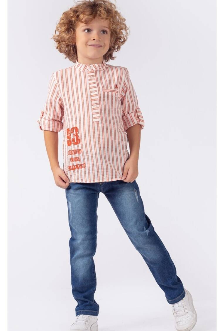 Boys' Sets - Toptan Erkek Çocuk 2'li Gömlek ve Kot Pantolon Takım 5-8Y 1015-9727 - Brand: Lemon - Women & Kids, Baby Clothes Wholesale - Globality Store