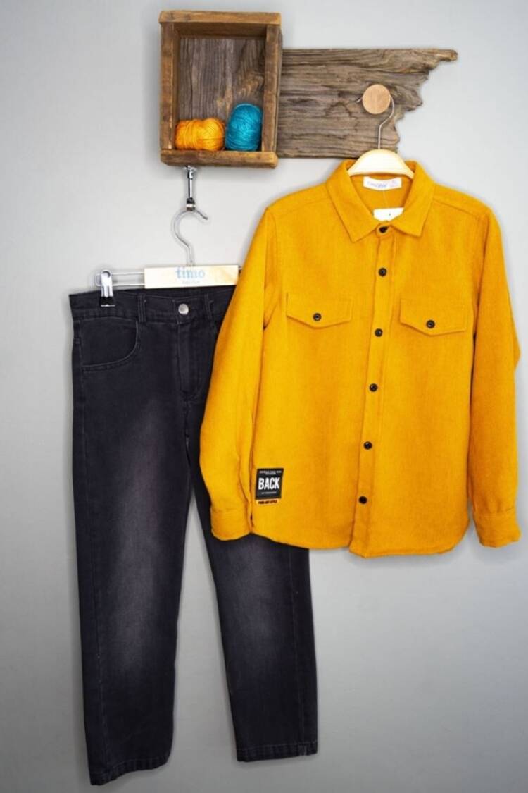 Boy's Shirt - Toptan Erkek Çocuk 2'li Gömlek ve Kot Pantolon Takım 6-9Y 1018-T3EDT204237333 - Brand: Timo - Women & Kids, Baby Clothes Wholesale - Globality Store