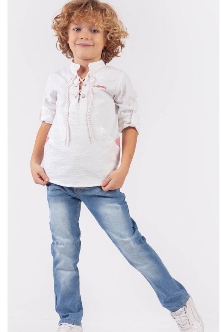 Boys' Sets - Toptan Erkek Çocuk 2'li Gömlek ve Pantolon Takım 1-4Y 1015-9714 - Brand: Lemon - Women & Kids, Baby Clothes Wholesale - Globality Store
