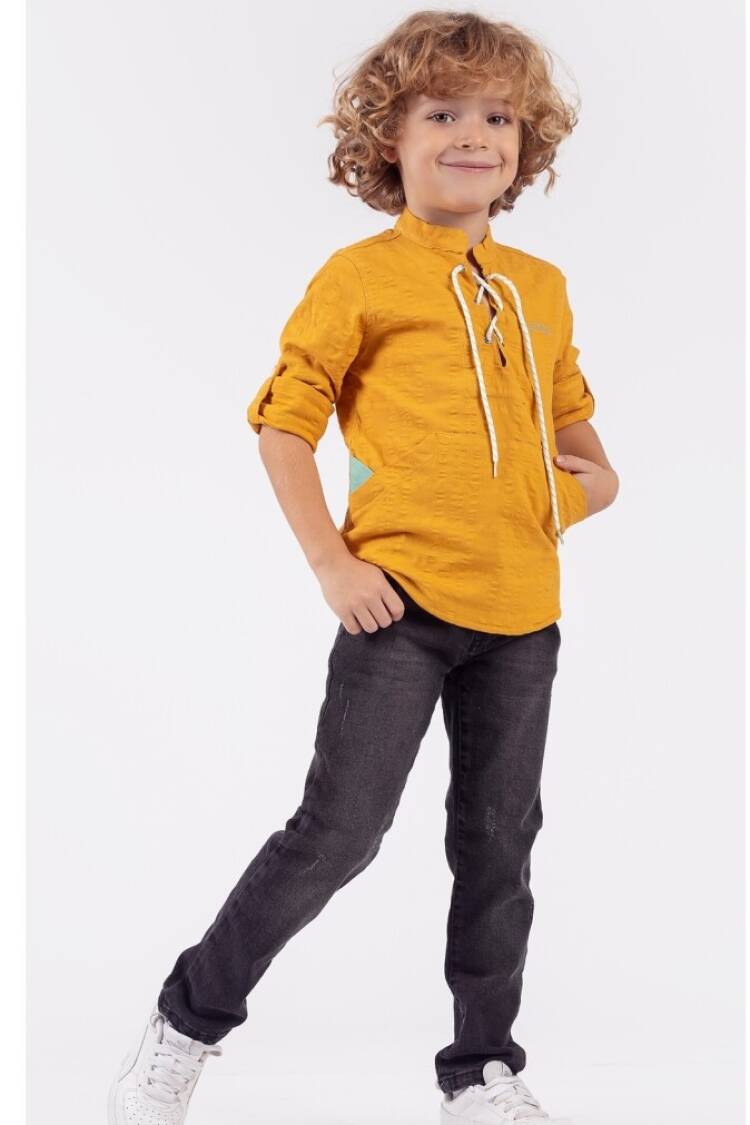 Boys' Sets - Toptan Erkek Çocuk 2'li Gömlek ve Pantolon Takım 1-4Y 1015-9714 - Brand: Lemon - Women & Kids, Baby Clothes Wholesale - Globality Store