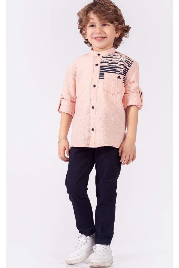 Boys' Sets - Toptan Erkek Çocuk 2'li Gömlek ve Pantolon Takım 1-4Y 1015-9850 - Brand: Lemon - Women & Kids, Baby Clothes Wholesale - Globality Store
