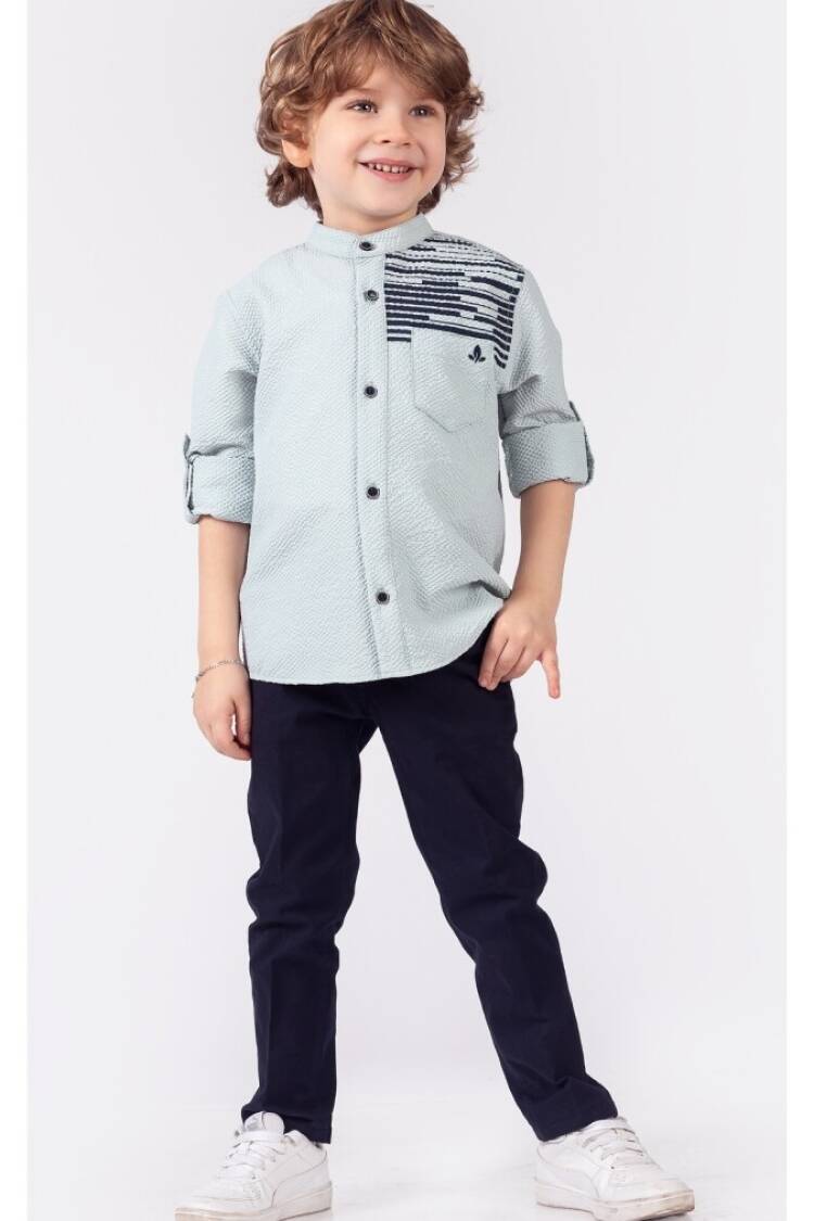 Boys' Sets - Toptan Erkek Çocuk 2'li Gömlek ve Pantolon Takım 1-4Y 1015-9850 - Brand: Lemon - Women & Kids, Baby Clothes Wholesale - Globality Store