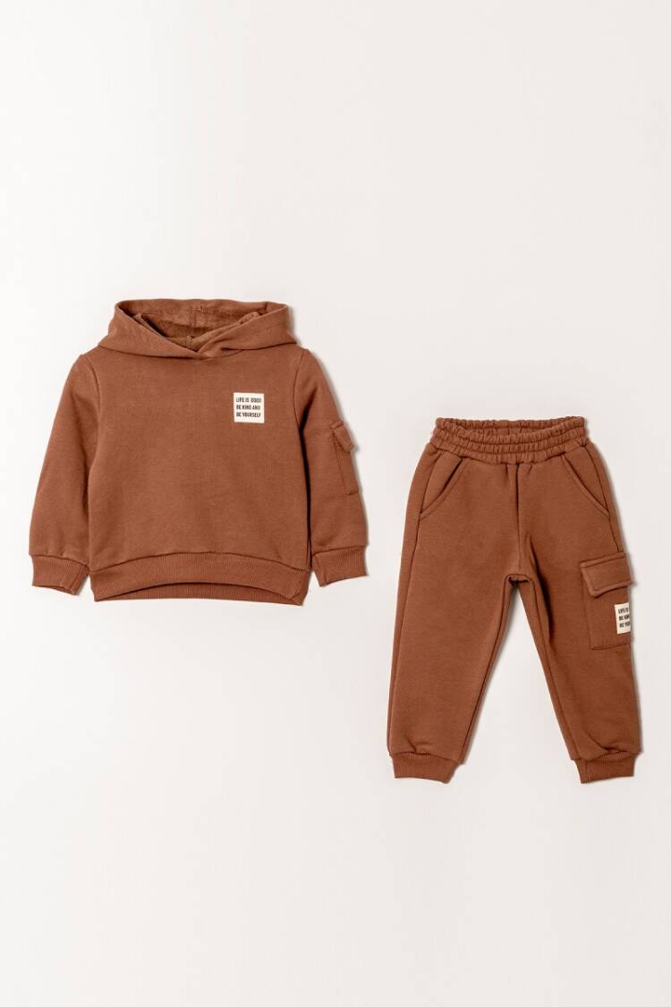 Boys' Sets - Toptan Erkek Çocuk 2'li Kapüşonlu Basic Eşofman Takım 2-5Y 1099-0857 - Brand: Tuffy - Women & Kids, Baby Clothes Wholesale - Globality Store