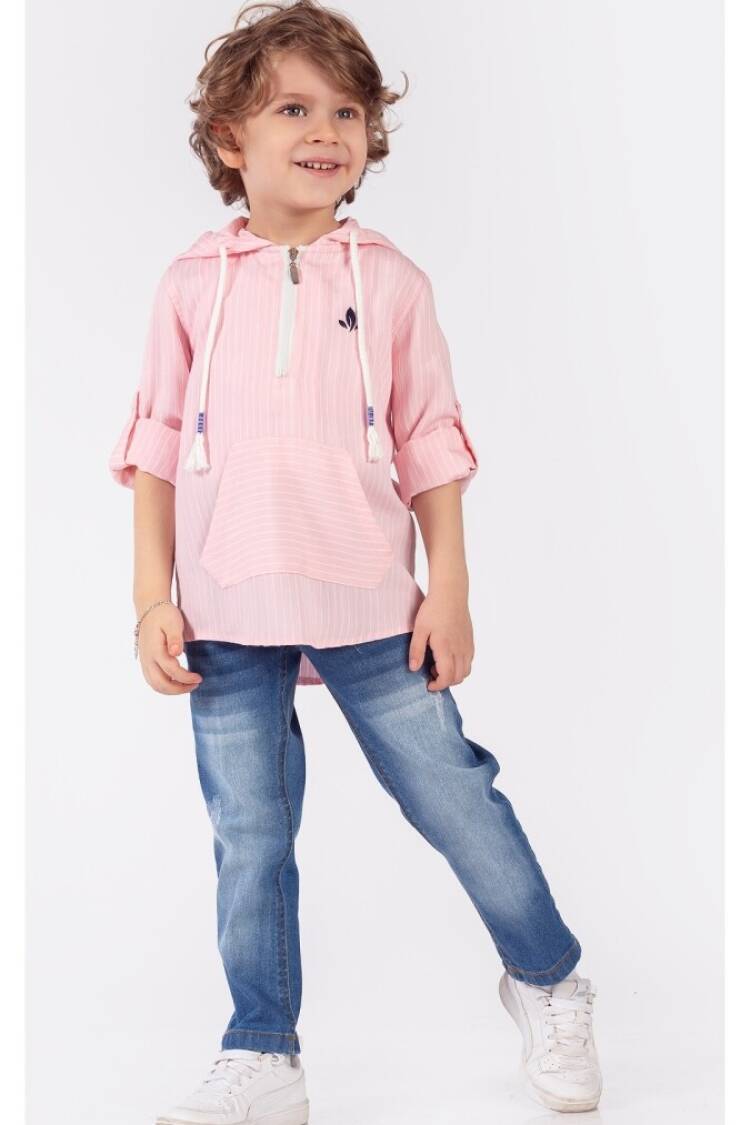 Boys' Sets - Toptan Erkek Çocuk 2'li Kapüşonlu Gömlek ve Kot Pantolon Takım 1-4Y 1015-9922 - Brand: Lemon - Women & Kids, Baby Clothes Wholesale - Globality Store