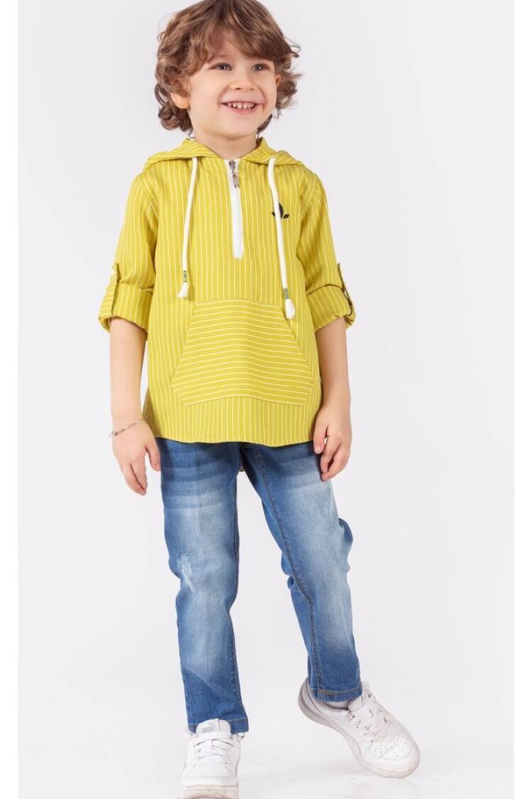 Boys' Sets - Toptan Erkek Çocuk 2'li Kapüşonlu Gömlek ve Kot Pantolon Takım 1-4Y 1015-9922 - Brand: Lemon - Women & Kids, Baby Clothes Wholesale - Globality Store