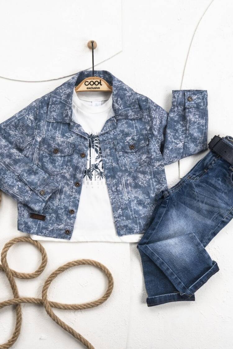 Boys' Sets - Toptan Erkek Çocuk 3' lü Gömlek T-shirt Pantolon Takım 1-4Y 2036-22708 - Brand: Cool Exclusive - Women & Kids, Baby Clothes Wholesale - Globality Store