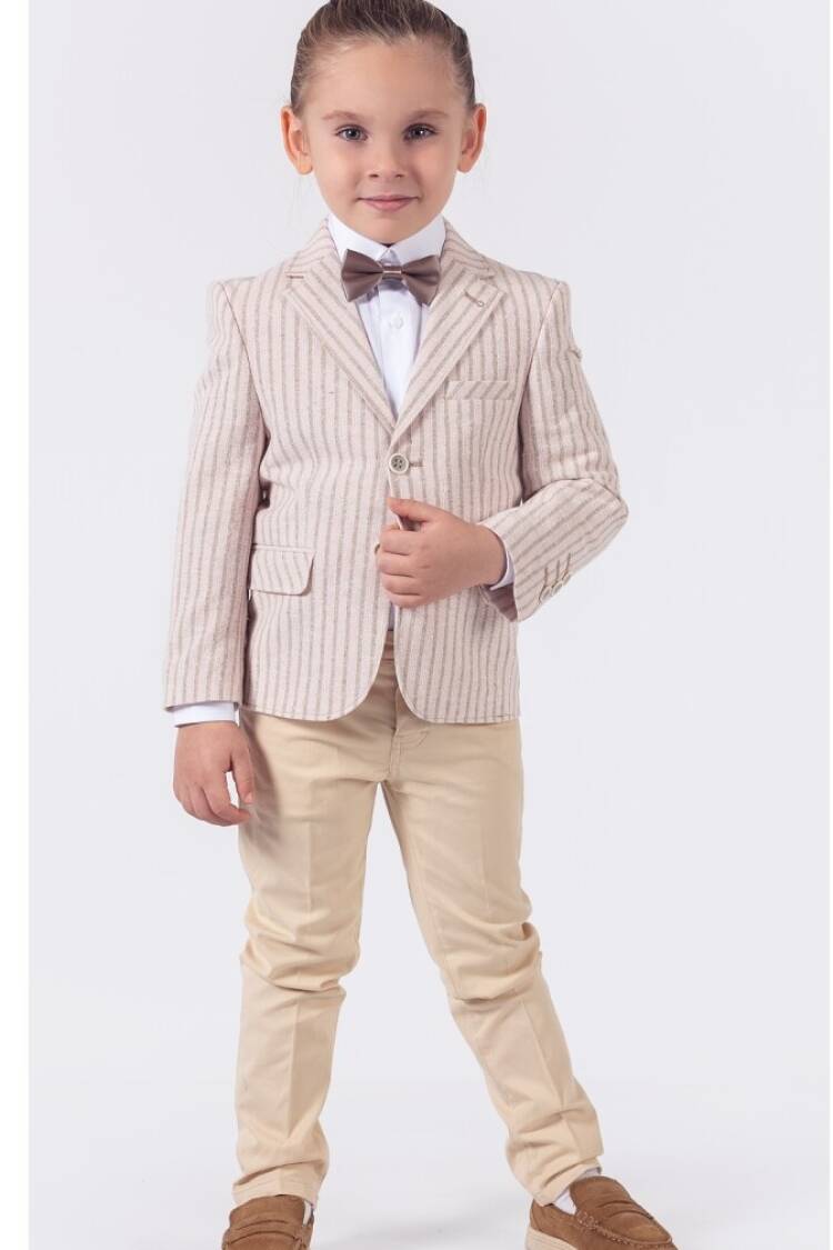 Boy's Suit - Toptan Erkek Çocuk 4'lü Ceket Gömlek Pantolon ve Papyon Takım 1-4Y 1015-9818 - Brand: Lemon - Women & Kids, Baby Clothes Wholesale - Globality Store
