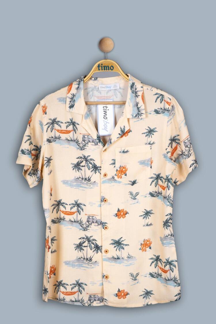Boy's Shirt - Toptan Erkek Çocuk Tatil Yaka Arabalı Gömlek 2-5Y 1018-TE4DÜ202242592 - Brand: Timo - Women & Kids, Baby Clothes Wholesale - Globality Store