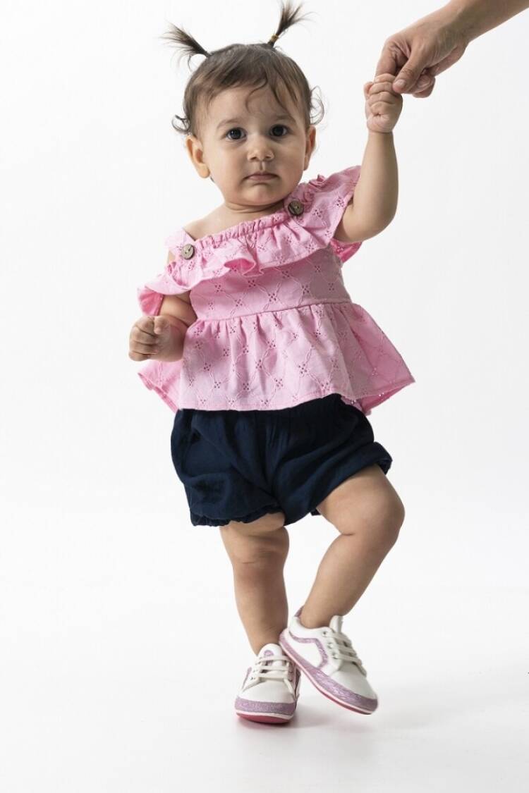 Baby Sets - Toptan Kız Bebek 2'Li Bluz ve Şortlu Takım 6-18M 1022-23136 - Brand: Wecan - Women & Kids, Baby Clothes Wholesale - Globality Store