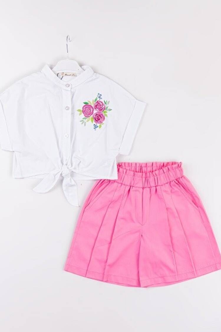 Girls' Suits - Toptan Kız Bebek 2'li Gömlek ve Şort Takımı 7-10Y 1016-24131 - Brand: Büşra Bebe - Women & Kids, Baby Clothes Wholesale - Globality Store