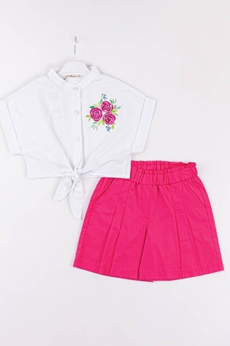 Girls' Suits - Toptan Kız Bebek 2'li Gömlek ve Şort Takımı 7-10Y 1016-24131 - Brand: Büşra Bebe - Women & Kids, Baby Clothes Wholesale - Globality Store