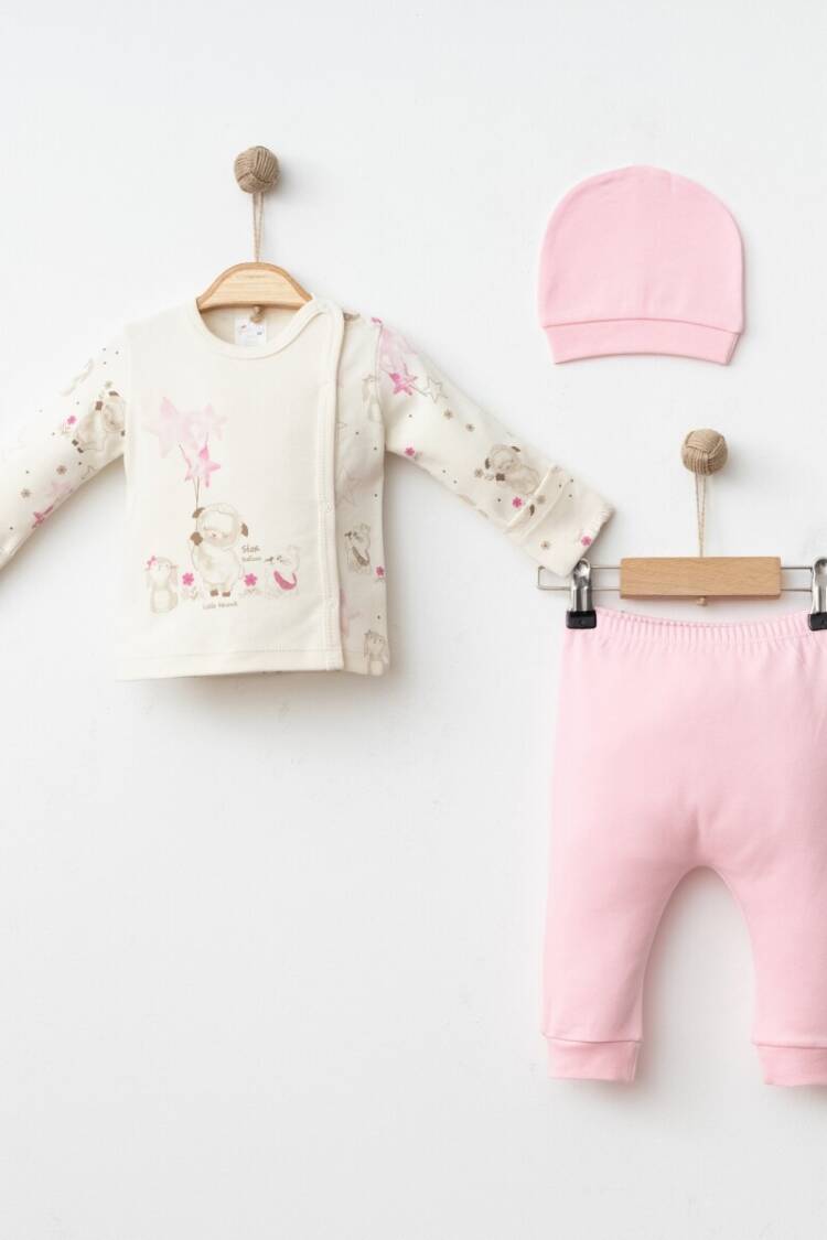 Newborn - Toptan Kız Bebek 3'lü Yenidoğan Takımı 0-3M 2043-005001 - Brand: Gümüş Baby - Women & Kids, Baby Clothes Wholesale - Globality Store