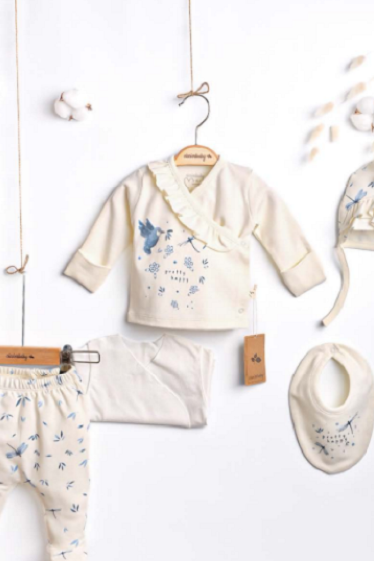 Newborn - Toptan Kız Bebek 5'li Zıbın Takım 0-3M 1043-4930 - Brand: Ciccimbaby - Women & Kids, Baby Clothes Wholesale - Globality Store
