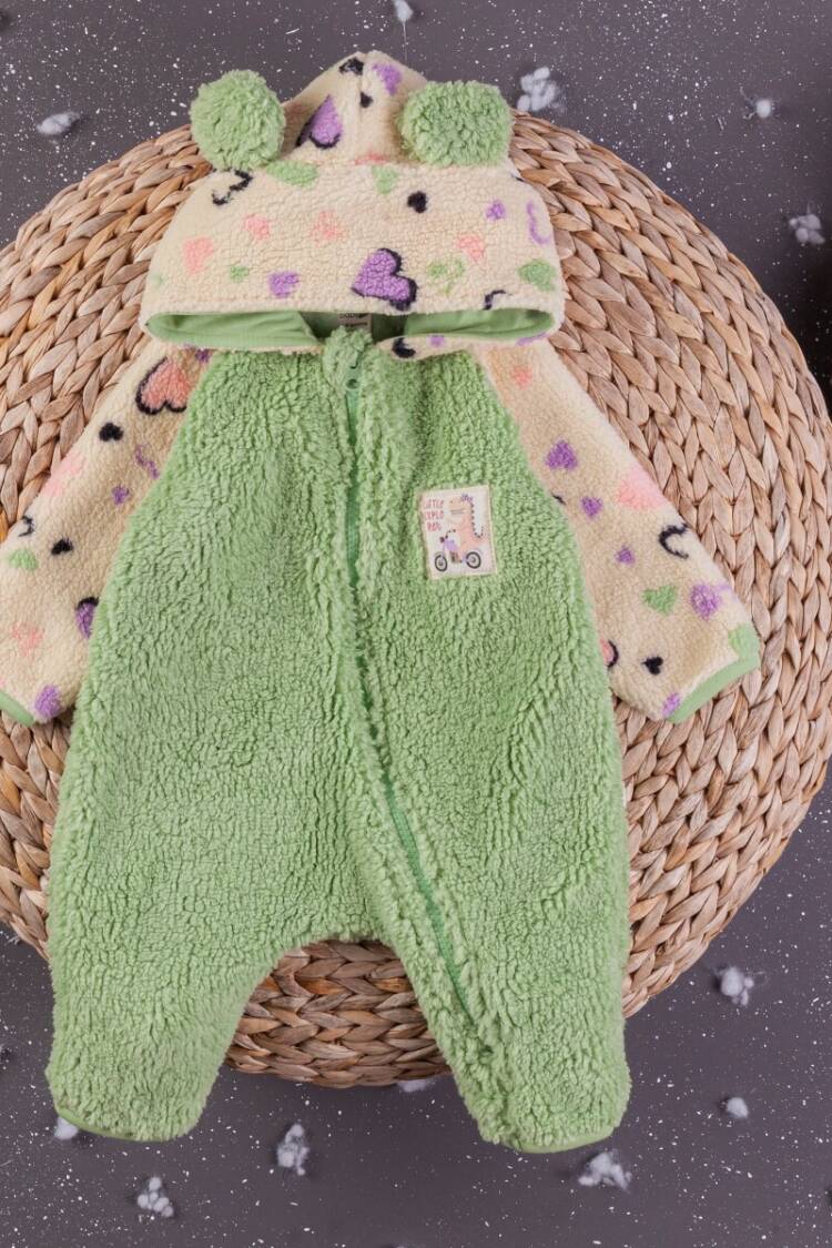 Baby Rompers and Overalls - Toptan Kız Bebek Kapşonlu Tulum 3-12M 1097-5418 - Brand: BabyZ - Women & Kids, Baby Clothes Wholesale - Globality Store