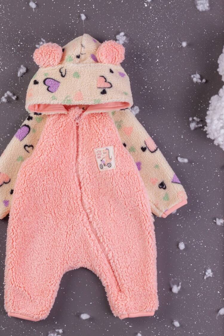 Baby Rompers and Overalls - Toptan Kız Bebek Kapşonlu Tulum 3-12M 1097-5418 - Brand: BabyZ - Women & Kids, Baby Clothes Wholesale - Globality Store