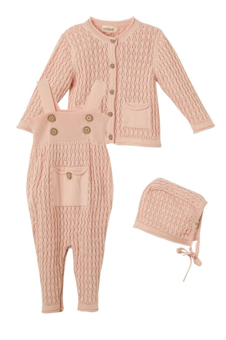 Baby Sets - Toptan Kız Bebek Organik Pamuk 3'lü Takım 3-18 1061-21140 - Brand: Uludağ Triko - Women & Kids, Baby Clothes Wholesale - Globality Store