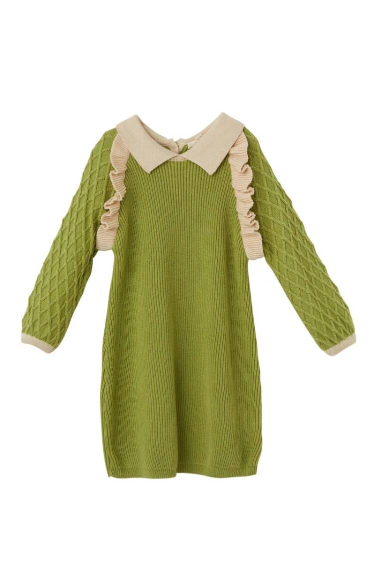 Baby Dress - Toptan Kız Bebek Organik Pamuk Fırfırlı Elbise 6-36M 1061-21173 - Brand: Uludağ Triko - Women & Kids, Baby Clothes Wholesale - Globality Store
