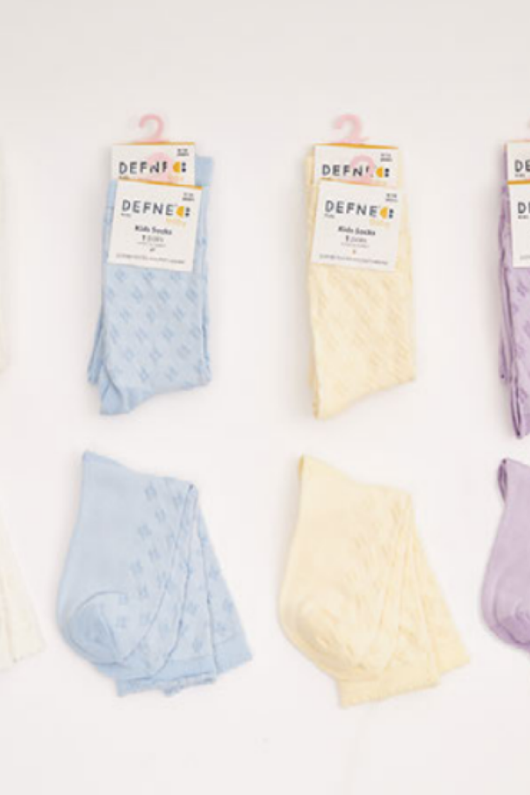 Girls' Socks & Underwear - Toptan Kız Çocuk 12 Çift Çorap 1064-DFN1Ç-K001-22(7-8) - Brand: Defne - Women & Kids, Baby Clothes Wholesale - Globality Store