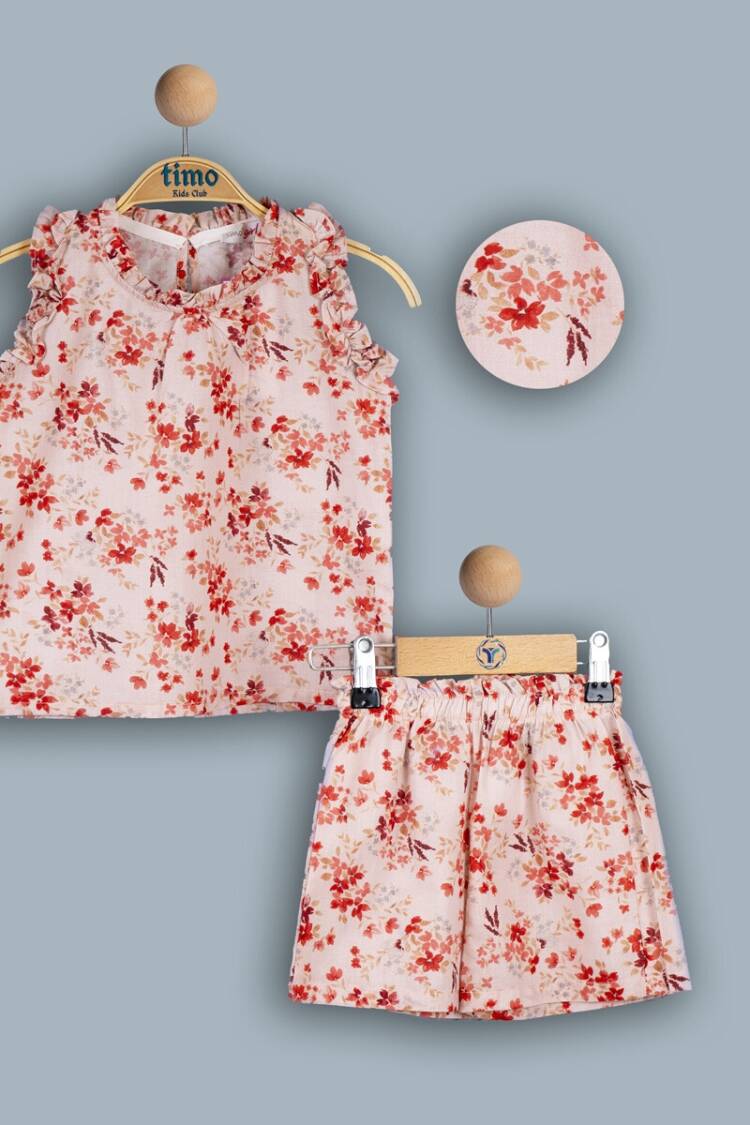 Girls' Suits - Toptan Kız Çocuk 2'li Bluz ve Şort Takım 2-5Y 1018-TK4DT042241592 - Brand: Timo - Women & Kids, Baby Clothes Wholesale - Globality Store