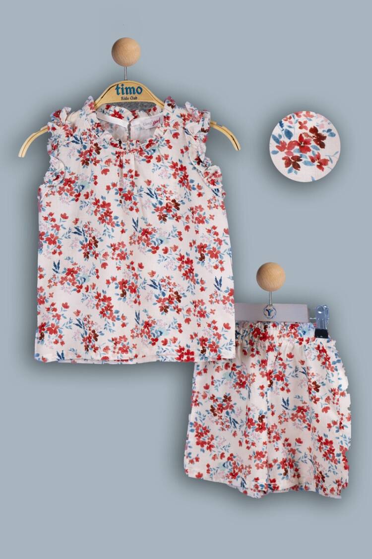 Girls' Suits - Toptan Kız Çocuk 2'li Bluz ve Şort Takım 2-5Y 1018-TK4DT042241592 - Brand: Timo - Women & Kids, Baby Clothes Wholesale - Globality Store